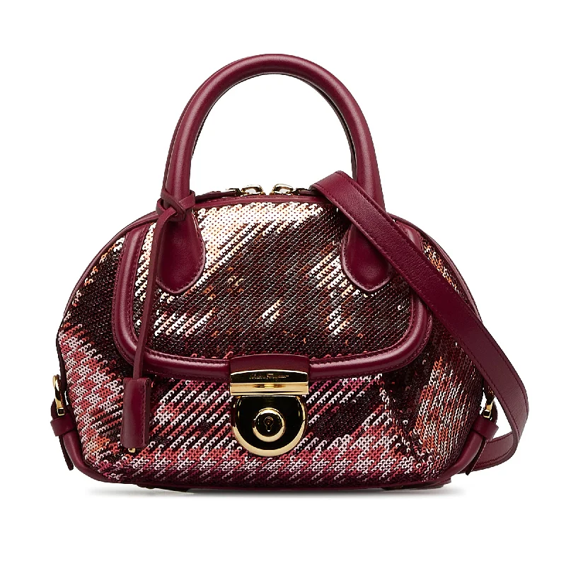 Yves Saint Laurent classic black handbagsBurgundy Ferragamo Mini Sequin Fiamma Satchel