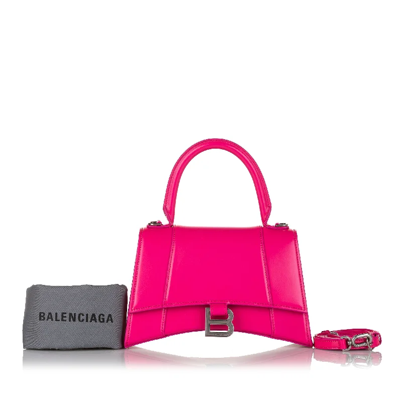 Balenciaga Le Dix large size with logo - patch on the frontPink Balenciaga Hourglass Leather Satchel