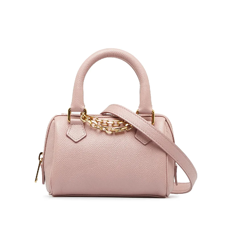 Celine Bags with Contemporary Geometric PrintsPink Celine Mini Grained Leather Chain Boston Satchel