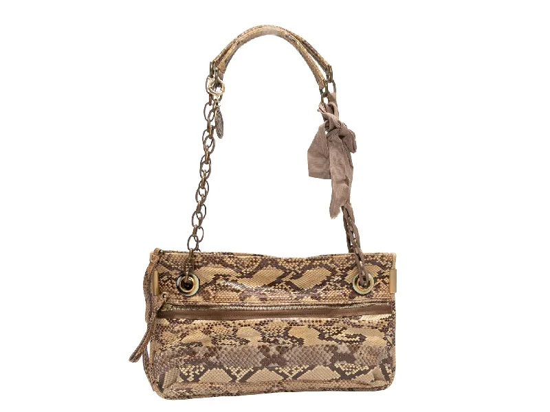 Yves Saint Laurent Rockstud bags for eveningBeige & Black Lanvin Snakeskin Shoulder Bag