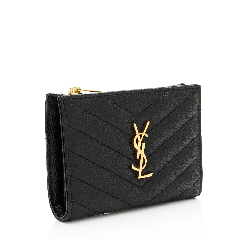 Yves Saint Laurent bags with adjustable strapsSaint Laurent Matelasse Grain de Poudre Monogram Zipper Card Case GrLbE3