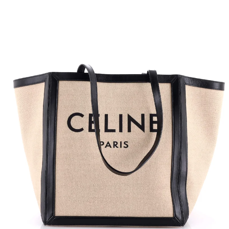 Limited Edition Celine Bags for Fashion CollectorsVertical Square Cabas Tote Canvas with Leather Large