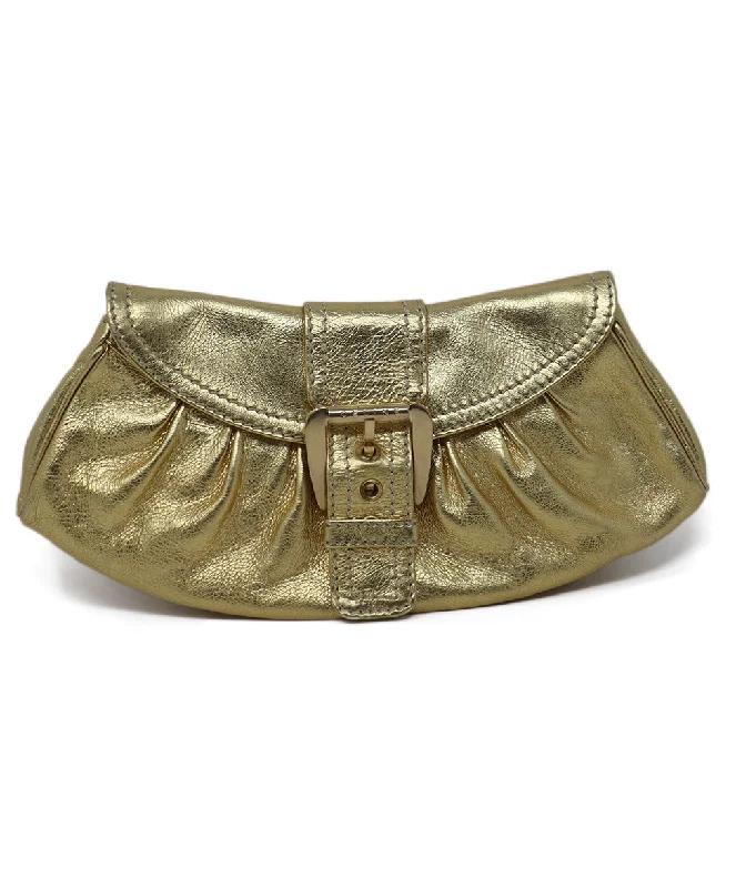 Elegant Celine Clutch Bags for Formal GalasCeline Gold Leather Clutch