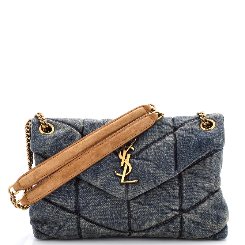 Yves Saint Laurent Rockstud bags for eveningLoulou Puffer Shoulder Bag Quilted Vintage Denim Small