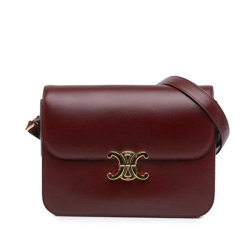 Customizable Celine Bags with Personalized AccessoriesRed Celine Calfskin Triomphe Crossbody