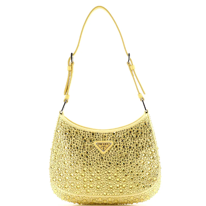 Yves Saint Laurent designer bags with gold hardwareCleo Shoulder Bag Crystal Embellished Satin Small