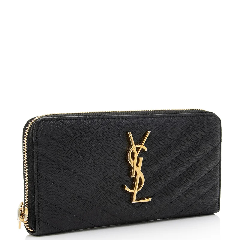 Yves Saint Laurent bags in vibrant colorsSaint Laurent Matelasse Grain de Poudre Monogram Zip Around Wallet O3K7M8