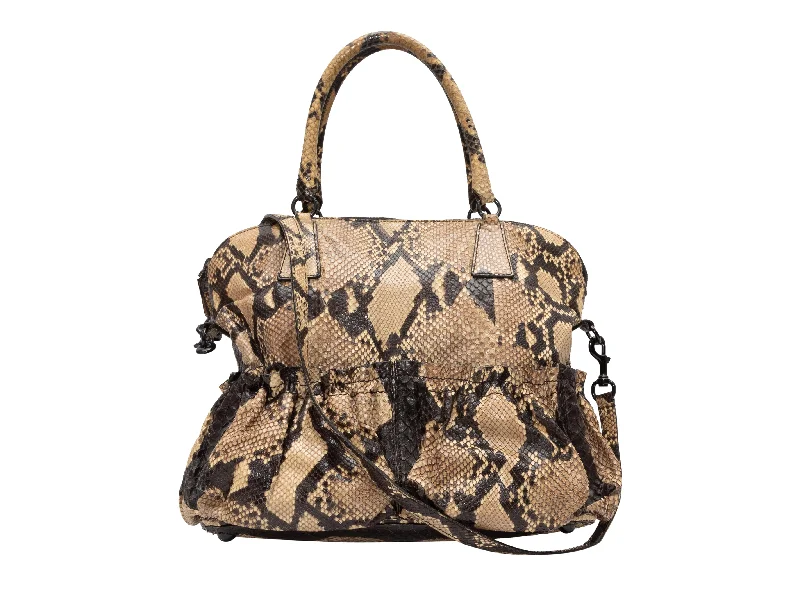 Yves Saint Laurent bags with luxurious suede detailsBeige & Black Valentino Python Shoulder Bag