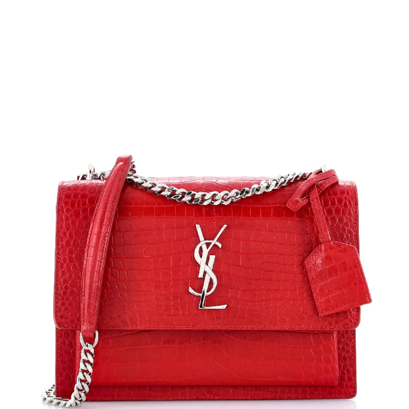 Yves Saint Laurent small bags for evening wearSunset Crossbody Bag Crocodile Embossed Leather Medium