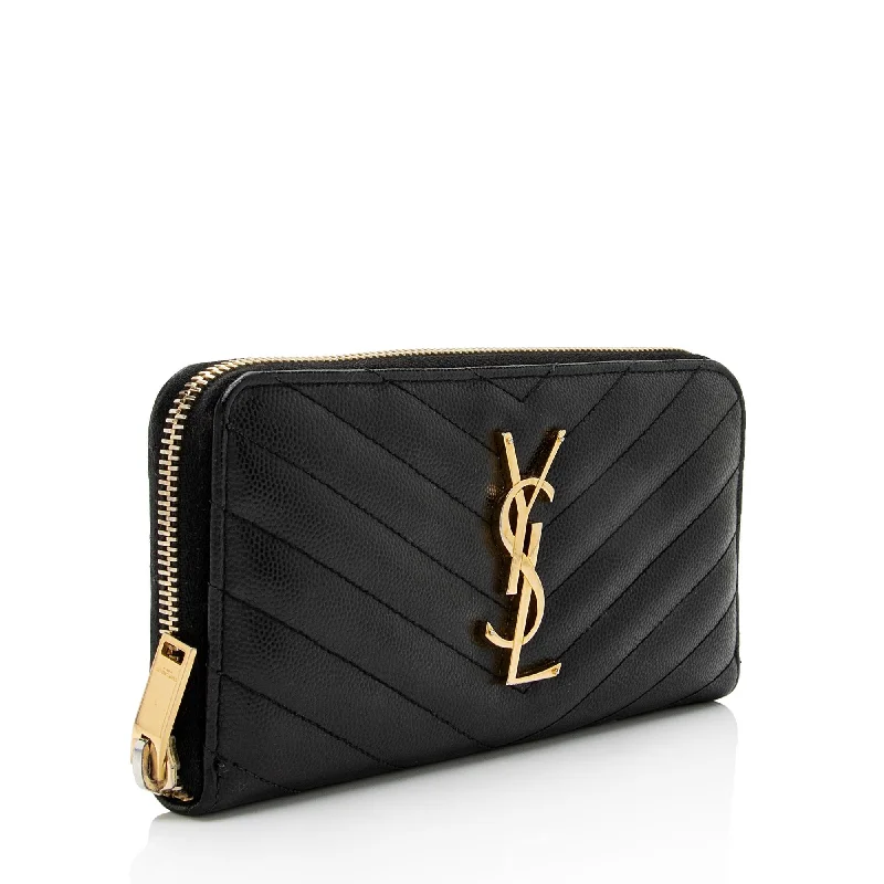 Yves Saint Laurent small bags for evening wearSaint Laurent Matelasse Grain de Poudre Monogram Zip Around Wallet wej7UG