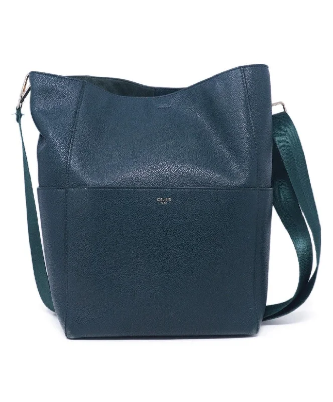 Light - Colored Celine Bags for Spring and Summer AppealCeline Dark Green Leather Shoulder Bag