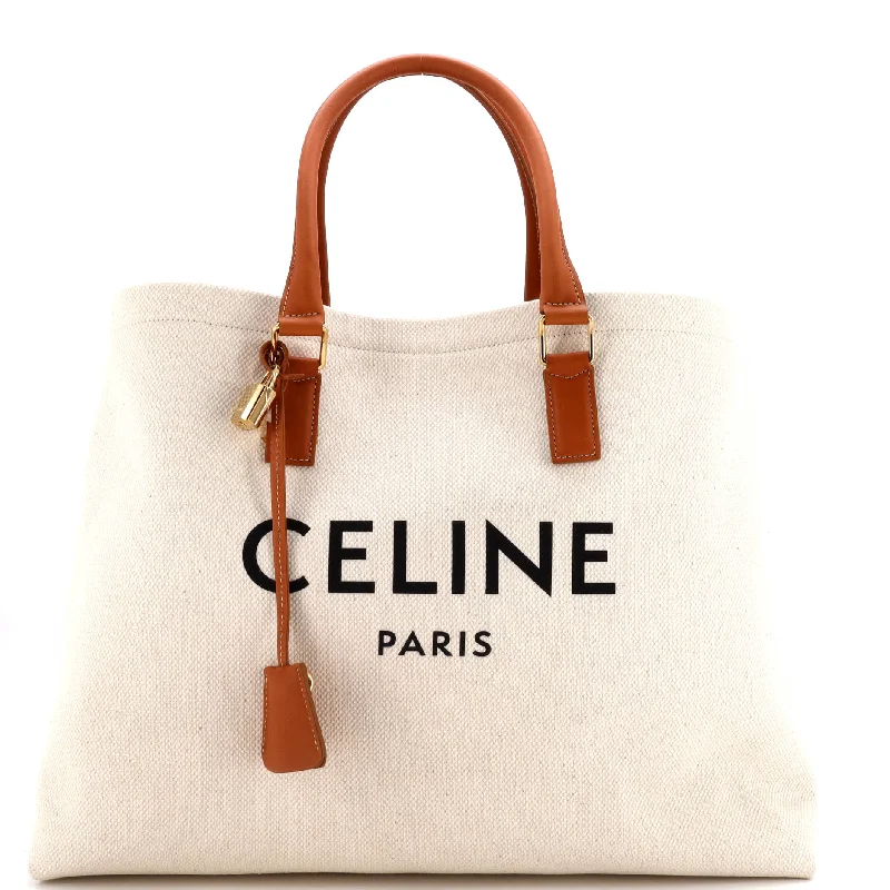 Celine Bags with RFID - Protected PocketsHorizontal Cabas Tote Canvas with Leather