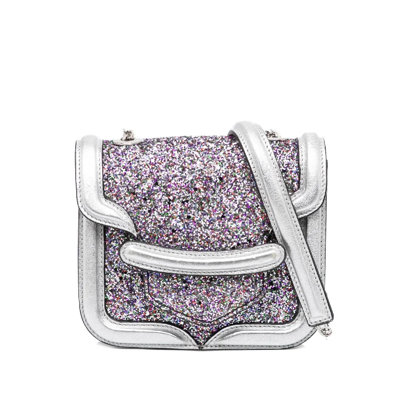 Yves Saint Laurent bags with iconic YSL logoSilver Alexander McQueen Mini Metallic Glitter Heroine Crossbody