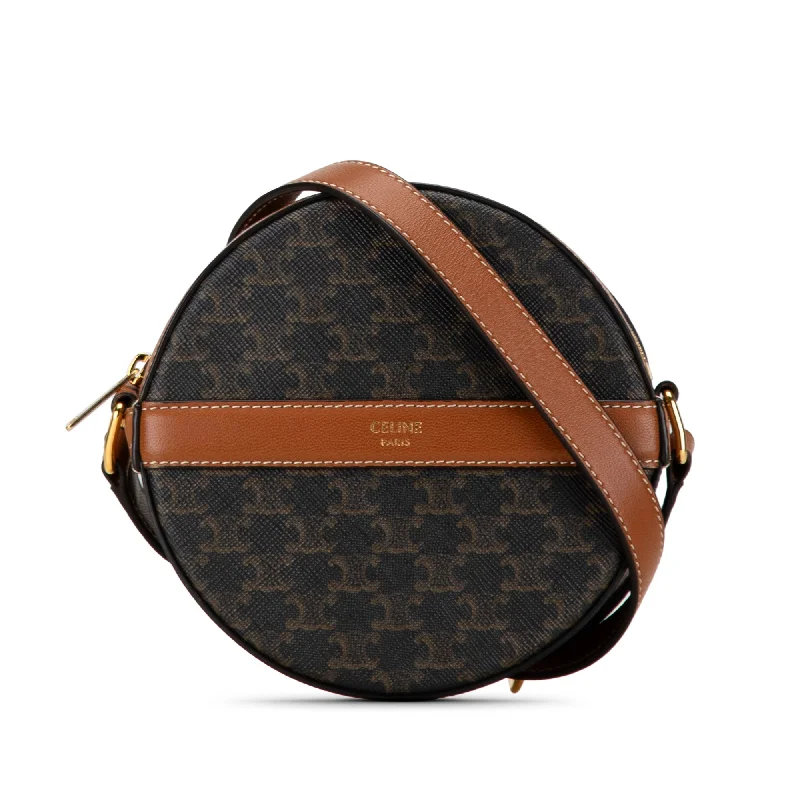 Vintage - Inspired Celine Bags for Retro AficionadosBrown Celine Triomphe Round Purse on Strap Crossbody Bag