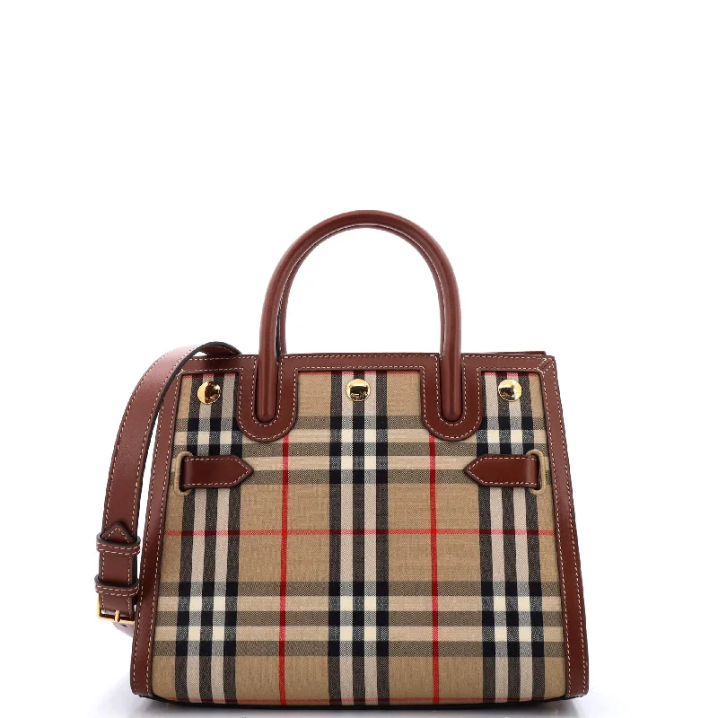 Burberry Bags with Detachable Straps for CustomizationTitle Two Handle Tote Vintage Check Canvas and Leather Mini