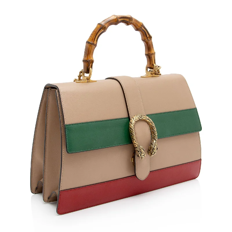 Gucci tote bags for women with a double - handle designGucci Leather Bamboo Dionysus Large Top Handle Bag (KNpXAE)