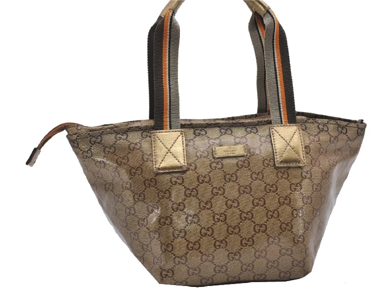 Ladies Gucci Dionysus bags with a star - shaped charmAuthentic GUCCI GG Crystal Shoulder Tote Bag PVC Leather 131228 Gold K4715