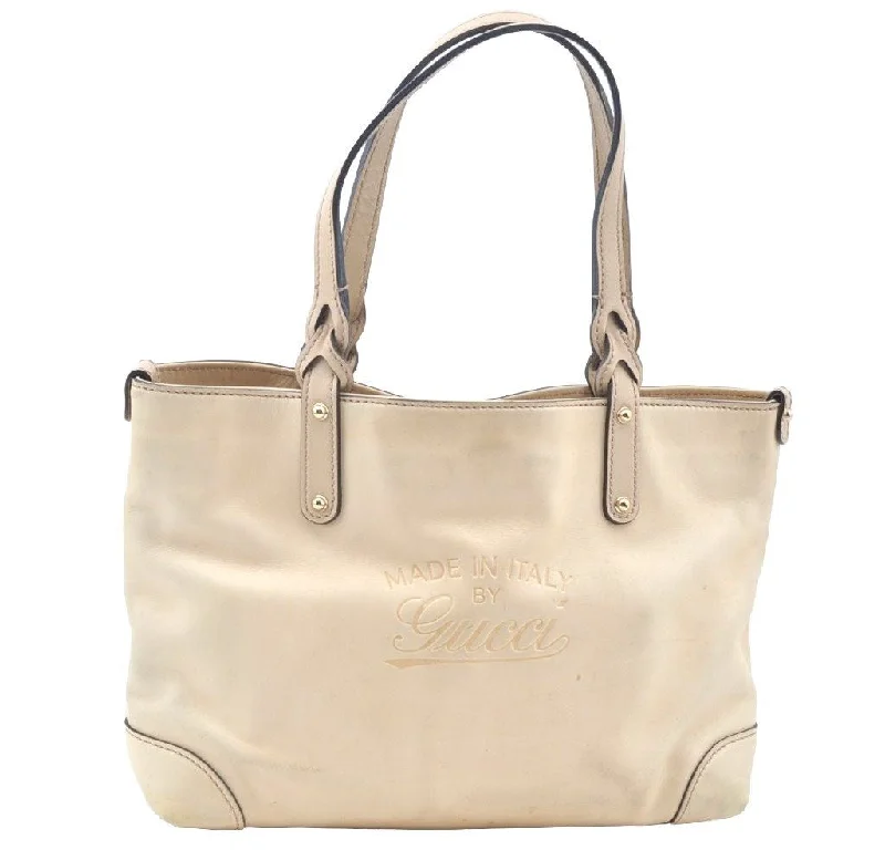 Gucci tote bags for women with a printed Gucci logoAuthentic GUCCI Craft Logo Shoulder Tote Bag Purse Leather 269878 Beige K4507