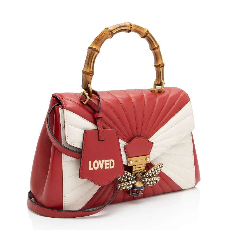 Ladies Gucci shoulder bags with a single - handle designGucci Leather Bamboo Queen Margaret Top Handle (CF7LJ0)