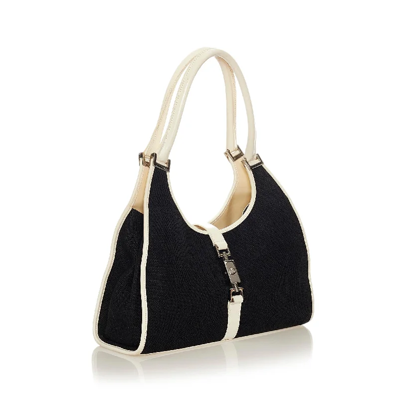 Ladies Gucci shoulder bags with a magnetic - closure flapGucci Jackie Canvas Shoulder Bag (27546)