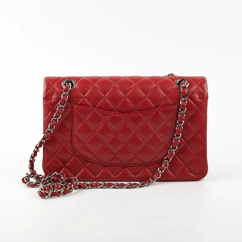 Chanel bags with gold, silver, and pearl accentsChanel Classic Medium/Large M/L Caviar Red - Series 18