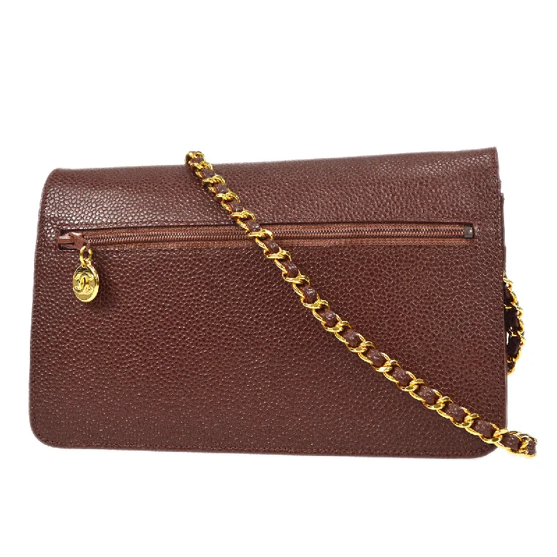 Chanel bags for women with a taste for high fashionCHANEL WOC Chain Shoulder Wallet Bag Brown Caviar