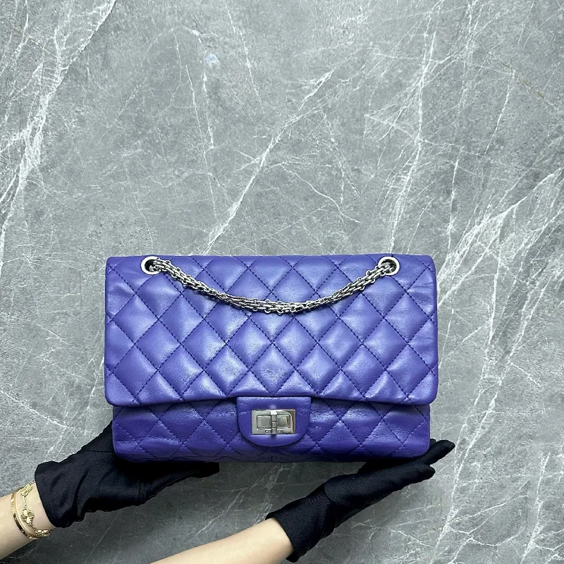 Chanel bags with leather and tweed combinations2.55 227 Maxi 31CM Lambskin Purple Violet SHW No 14