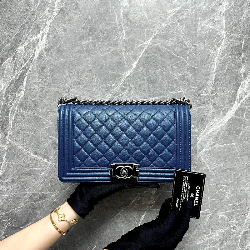 Chanel bags sale 2025Boy Old Medium Lambskin Navy Blue No 24