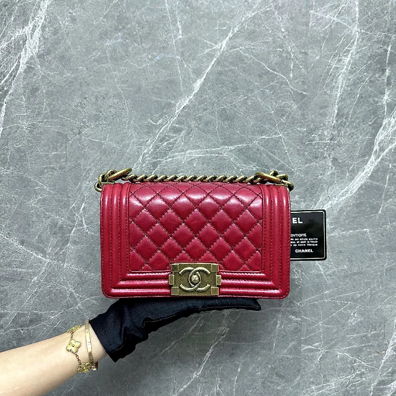 Chanel bags sale 2025Boy Small Glazed Caflskin Red GHW No 17