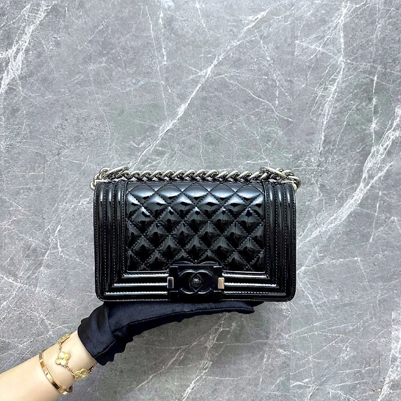 Chanel bags available at online luxury retaileBoy Small So Black Patent Leather Black SHW No 20