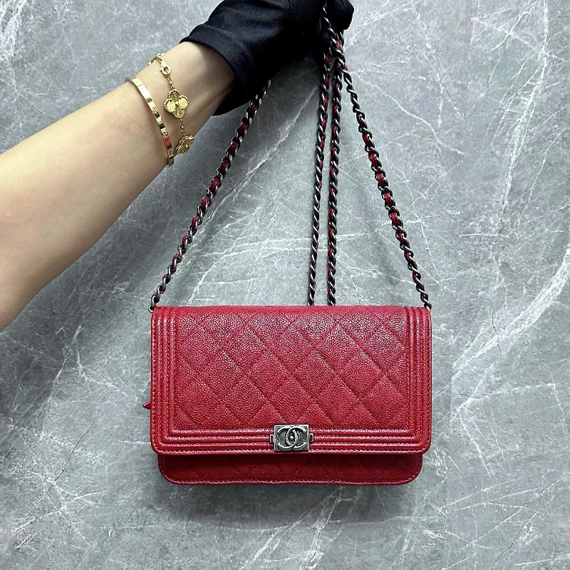 Chanel bags for women who love timeless fashionCaviar Boy WOC Wallet On Chain Red SHW No 22