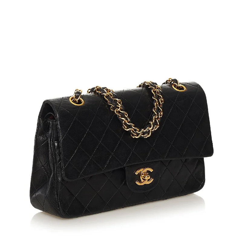 Chanel bags with iconic gold chainsChanel Classic Medium Lambskin Leather Double Flap Bag (35098)