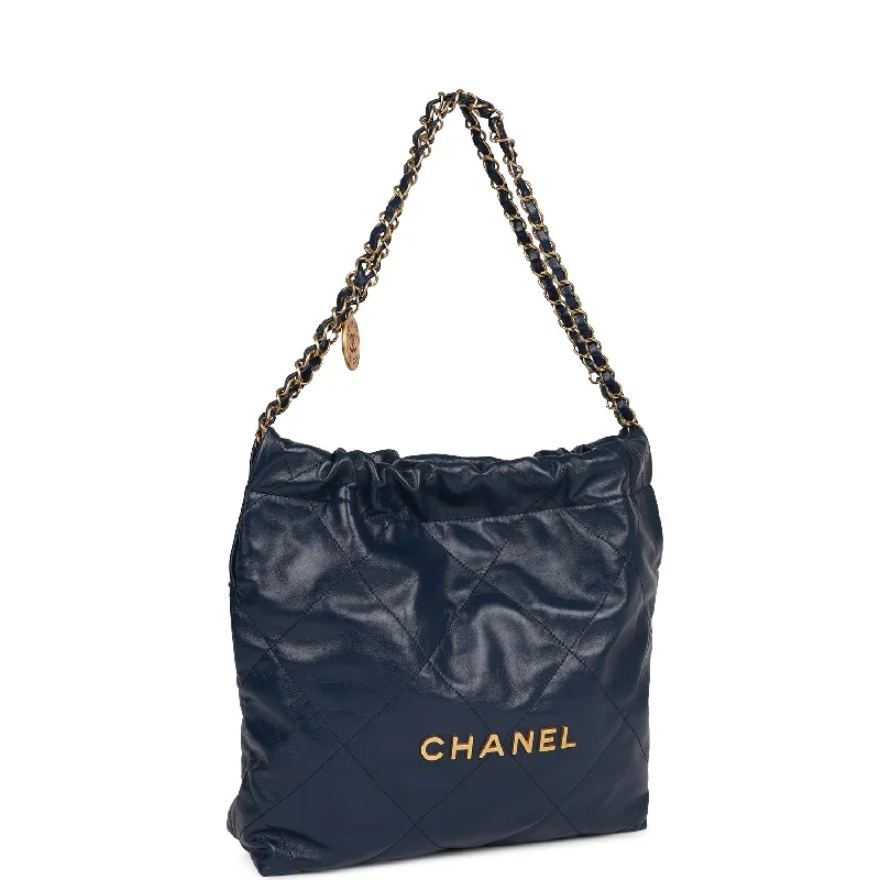 Chanel bags for the minimalist fashionChanel Large 22 Bag Navy Lambskin Antique Gold Hardware