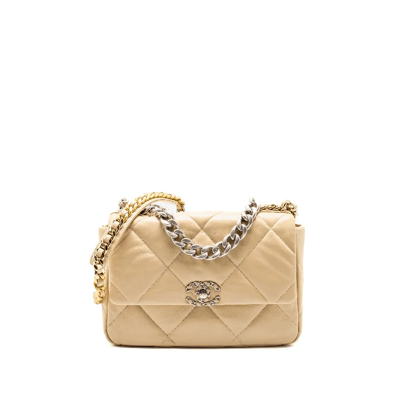 Chanel bags with classic and elegant designsChanel Large 19 Bag Lambskin Light Beige Multicolour Hardware (Microchip)