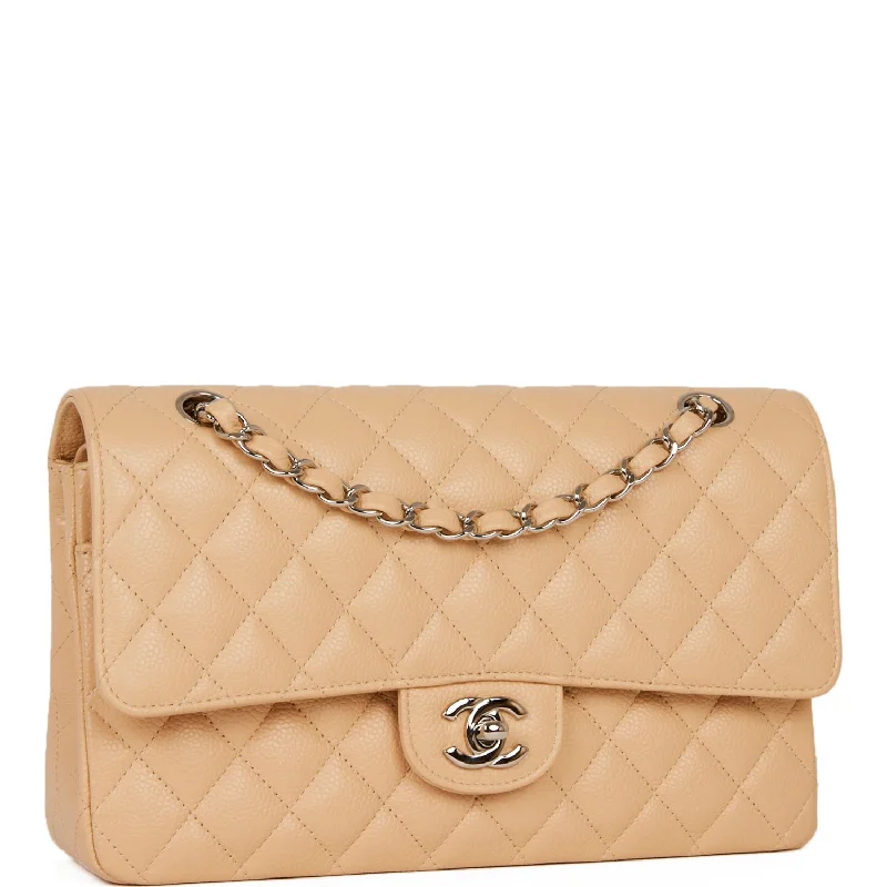 Chanel New Arrival Handbag with Gold HardwareChanel Medium Classic Double Flap Bag Beige Caviar Silver Hardware