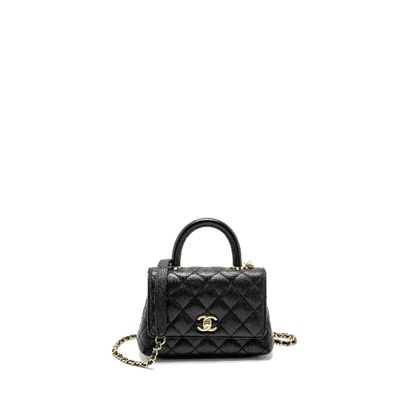 Chanel Luxury Handbag for High - End EventsCHANEL Mini Coco Handle Caviar Black LGHW (Microchip)