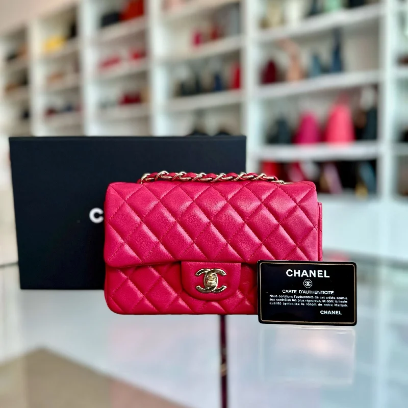 Chanel bags with iconic stitching detailsMini Rectangular Classic Flap Lambskin Pink GHW No 21