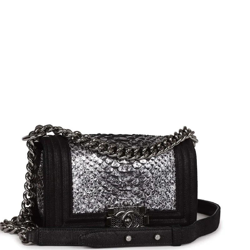 Chanel bags that pair perfectly with any outfitChanel Small Boy Bag Black Suede and Silver Python Silver Hardware