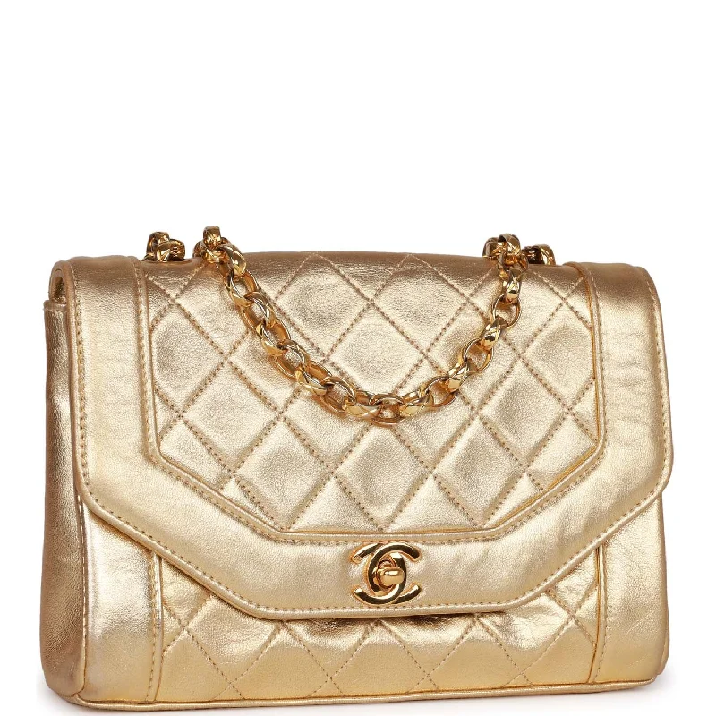 Chanel bags for women who appreciate fine craftsmanshipVintage Chanel Flap Bag Gold Metallic Lambskin Gold Hardware