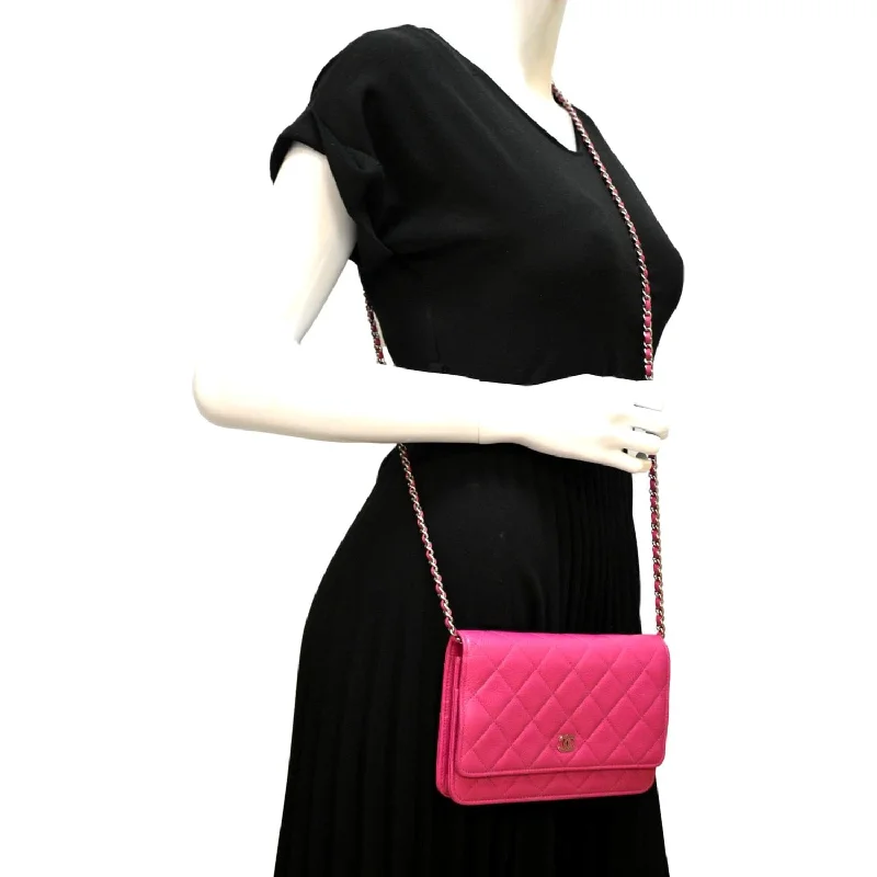 Chanel Limited Edition Handbag for CollectorsCHANEL WOC Quilted Caviar Leather Crossbody Wallet Pink