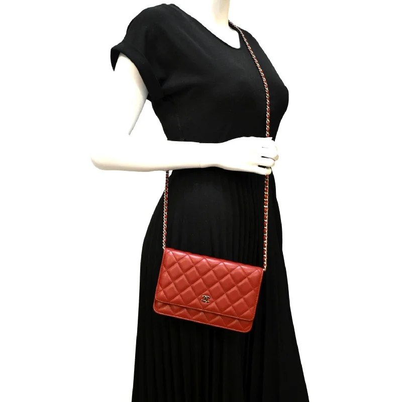 Chanel Quilted Leather Shoulder Bag for FashionistasCHANEL WOC Quilted Leather Crossbody Wallet Red