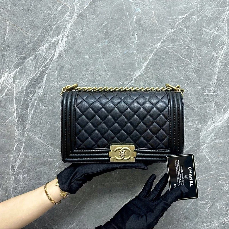 Chanel Black Handbag for Business Meetings*Like New* Boy Old Medium Lambskin Black GHW No 23