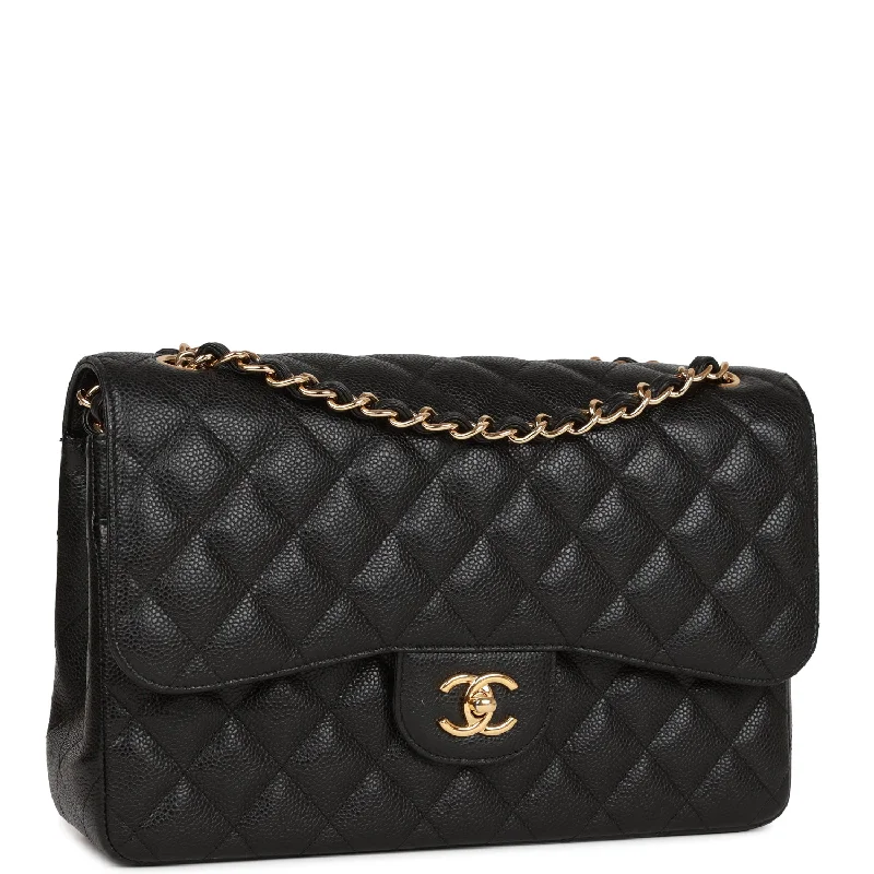 Chanel bags with the perfect balance of luxury and functionalityChanel Jumbo Classic Double Flap Bag Black Caviar Gold Hardware