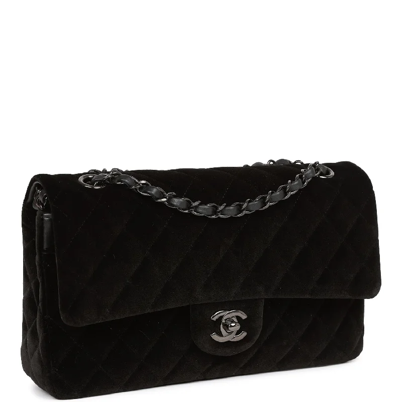 Chanel bags that pair perfectly with any outfitChanel Medium Classic Double Flap Bag Black Velvet Ruthenium Hardware