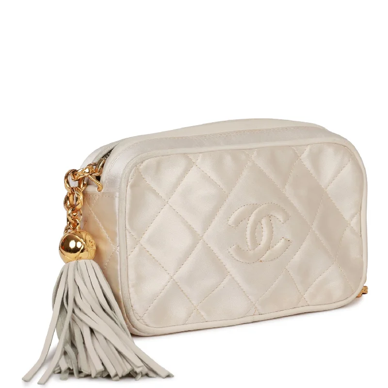 Chanel classicVintage Chanel Mini Camera Bag Beige Satin Gold Hardware