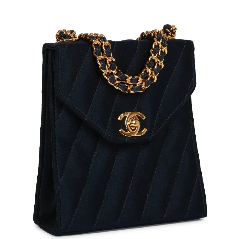 Chanel Limited Edition Handbag for CollectorsVintage Chanel Mini Flap Bag Dark Blue Satin Gold Hardware