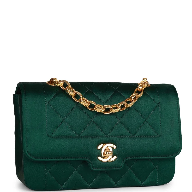 Chanel Chain Strap Handbag for Everyday UseVintage Chanel Mini Flap Bag Green Satin Gold Hardware