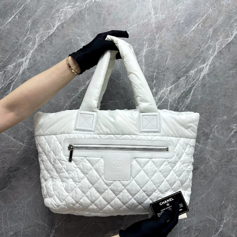 Chanel Luxury Handbag for High - End EventsCoco Cocoon Quilted Nylon Tote White