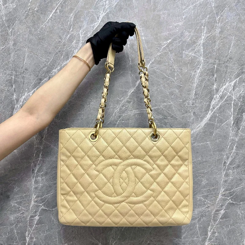 Chanel bags for a polished and professional appearanceGST Grand Shopping Tote Beige Caviar GHW NO. 13