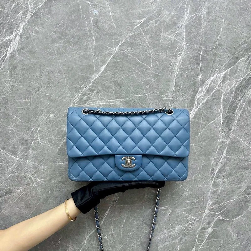 Chanel classicClassic Double Flap Lambskin Haze Blue SHW No 17